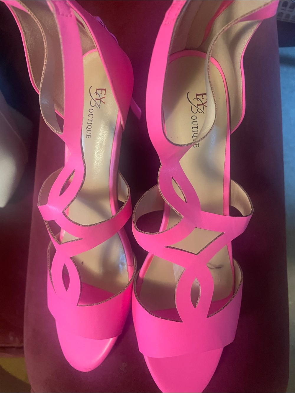 Hot Pink Cutout Strappy Heels